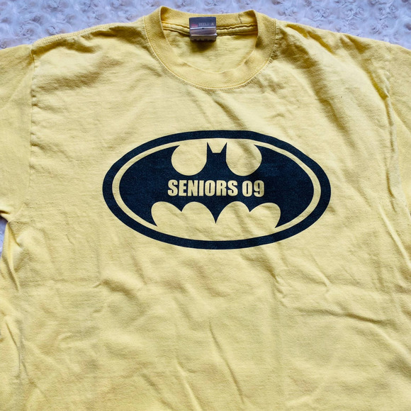 Hanes Beefy Batman Why So Serious Yellow Cotton Tee Shirt Size Large - Picture 3 of 6